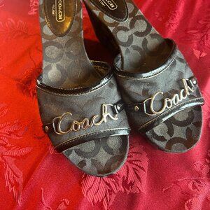 Coach Black Wedges with Silver Logo